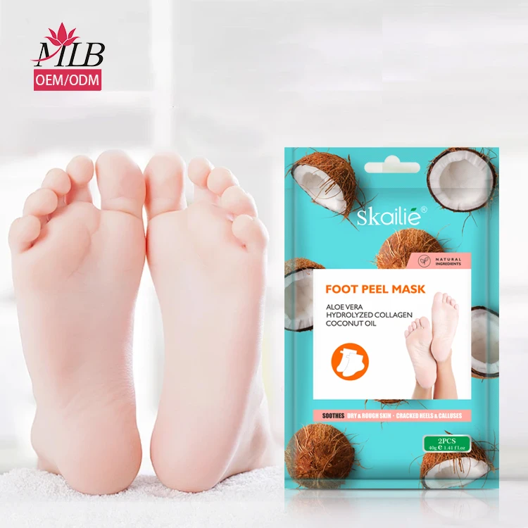OEM Private Label Organic Removal Calluses Crack Moisturizing Natural Peeling Exfoliating Coconut Foot Peel Mask