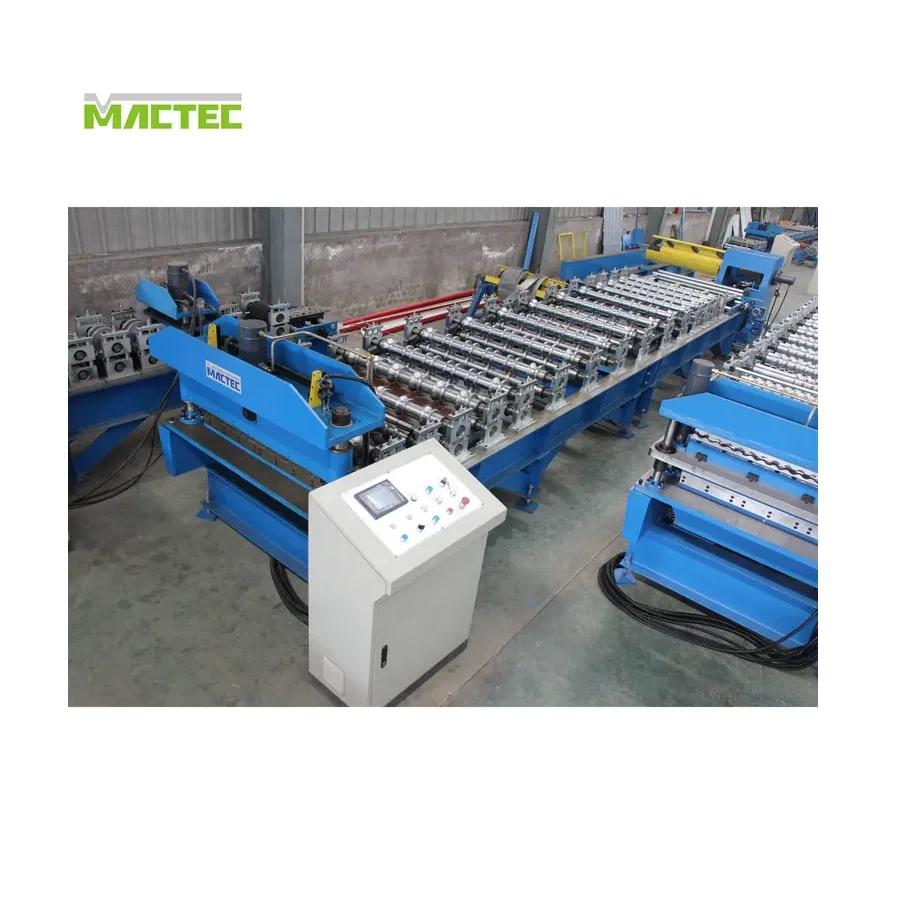 Fast Speed Glazed Colored Aluminum Zinc Color Steel Trapezoidal Sheet Coil Roof Tile Roll Forming Machine