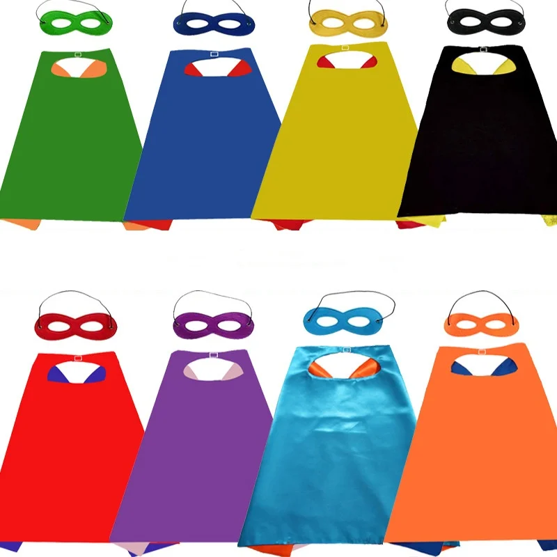 Wholesale High quality Superhero capes satin Double Layer Costume Adult Kids Super Hero Cape With Custom Logo Printing