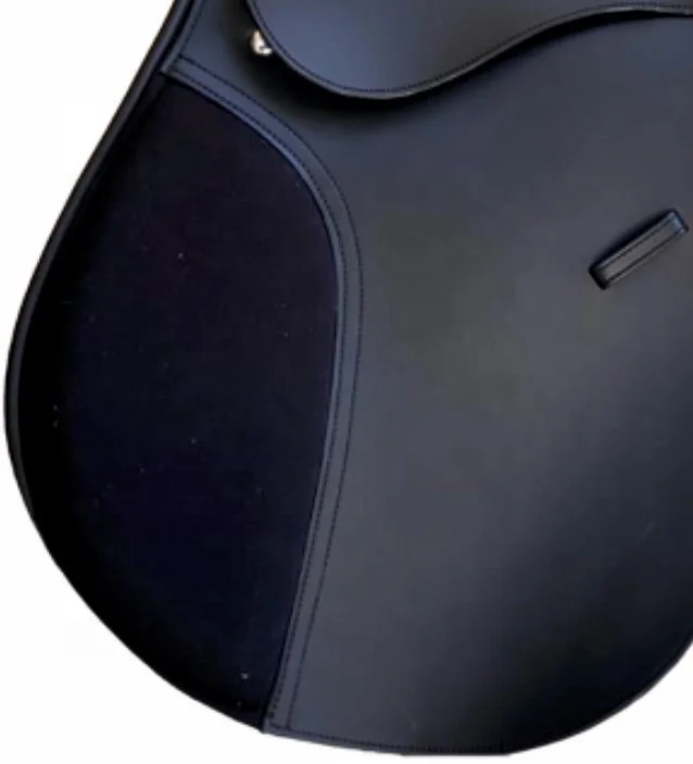 Buy Good Quality Synthetic Jumping Saddle with Solid Black Colored For Horse Racing Uses By Indian Exporters