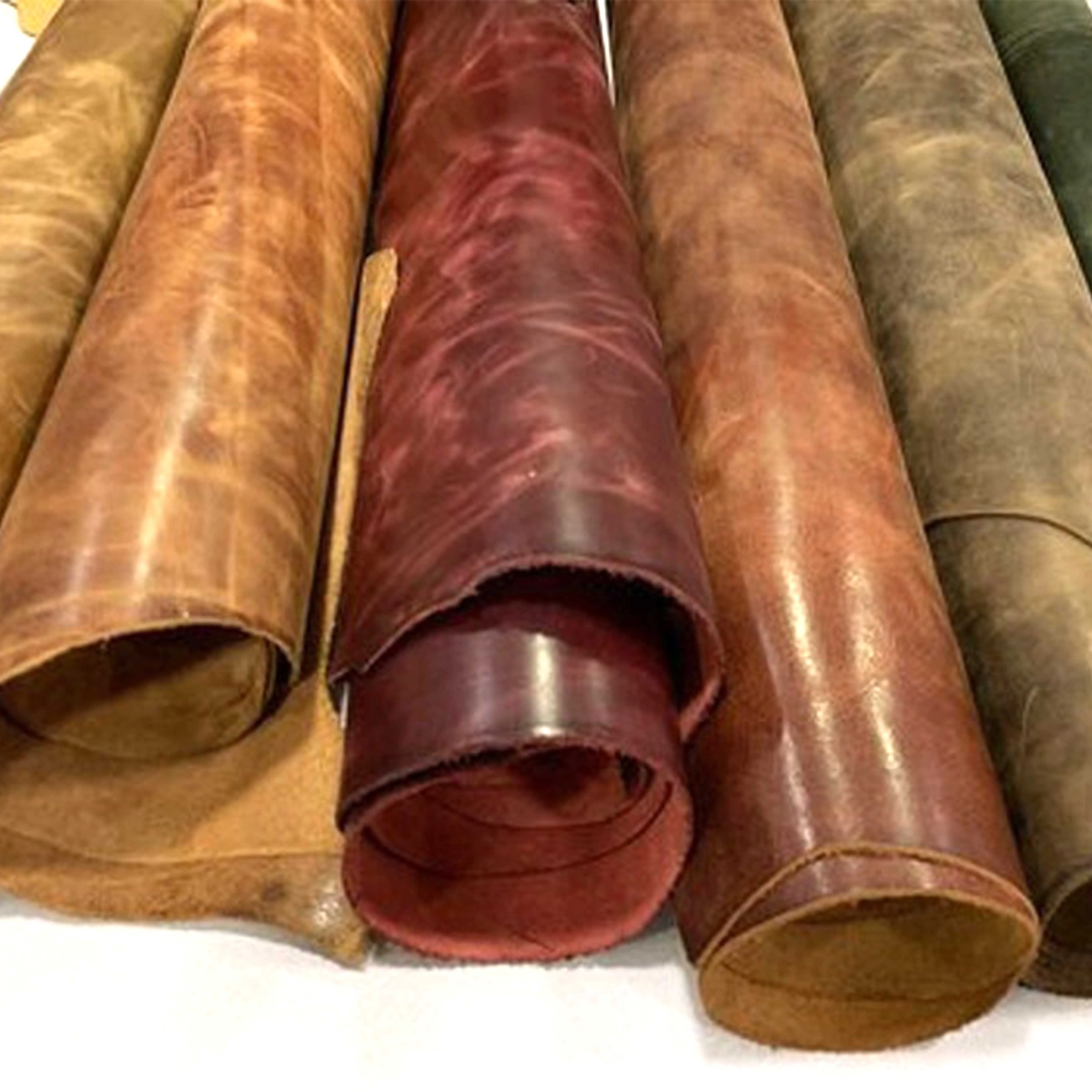 OEM Factory Made Rich Grain Brown Waxed Antiqued Distressed Cowhide