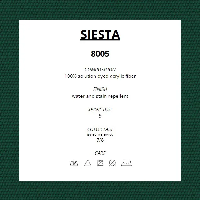 100% high quality solution dyed acrylic fabric for outdoor furnishing, garden and marine decorations - Siesta forest green