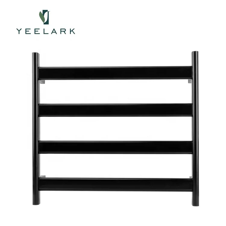 Bathroom black and white intelligent digital display temperature adjustable drying heating electric towel rack