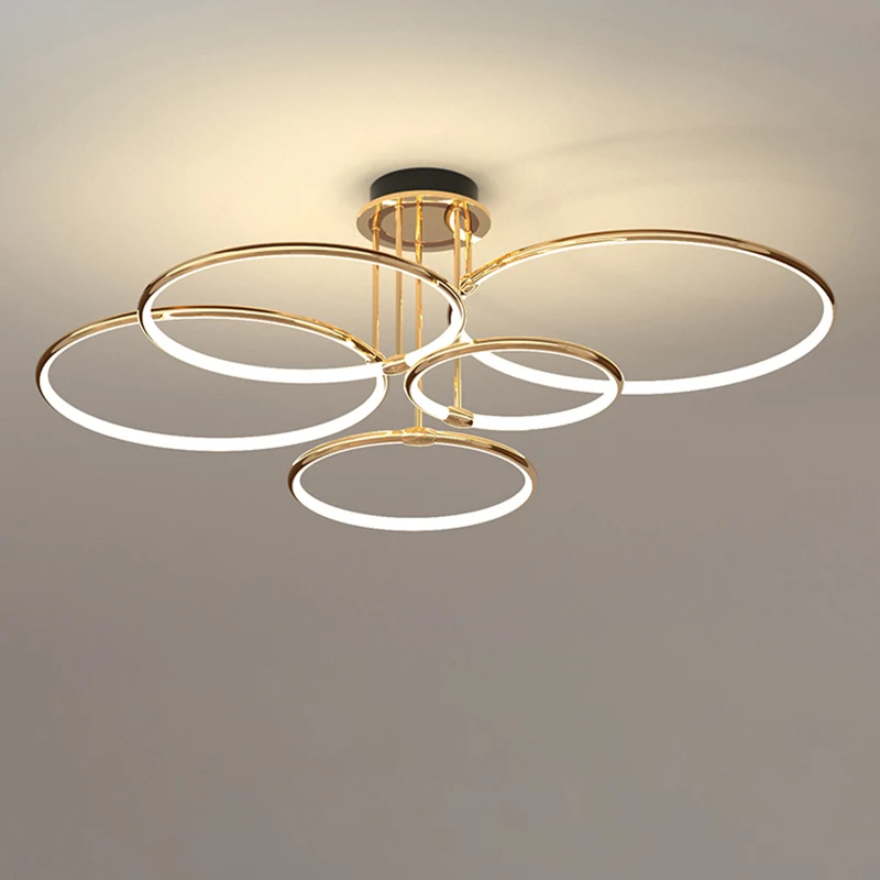 Luxury modern rings silicon  living room dining ceiling  light room large led pendant lights chandelier