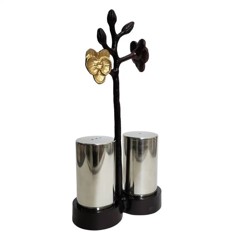 Minimalist Style Salt And Pepper Shaker Set With Metal Caddy Exuberates The Beauty Of Nature And Flora Making It Perfect Beauty