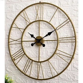 IRON WALL DECORATIVE GOLD COLOR MODERN STYLE WALL CLOCK HOME DEDOR IRON BASSIC DESIGN ALARM WALL CLOCK