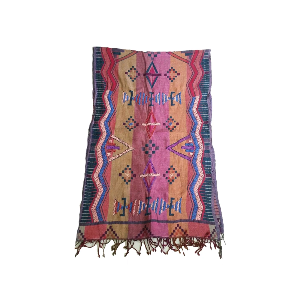 Luxury High Quality Customized Wool Stole with Embroidery Work Floral Design Shawl/Scarf At Good Price