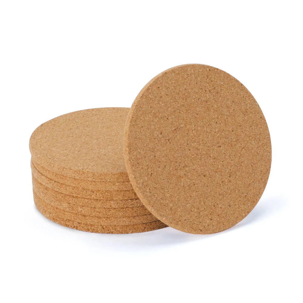 Eco-Friendly  Round  Cork Coasters Set of 4 Absorbent Durable Drink Mats for Home Office Outdoor Events and Parties