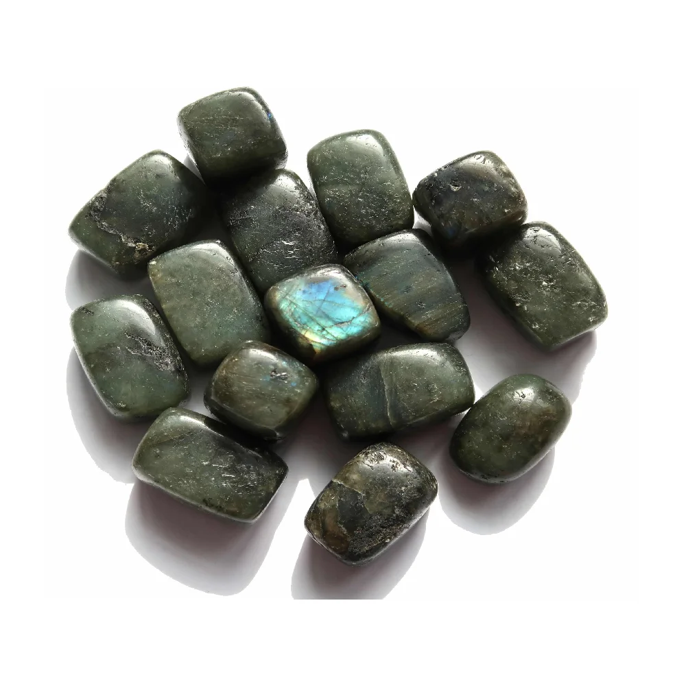 Labradorite Tumble Stones Anchor Energy with Earthy Brown Natural Crystal Healing Tumbled Stone