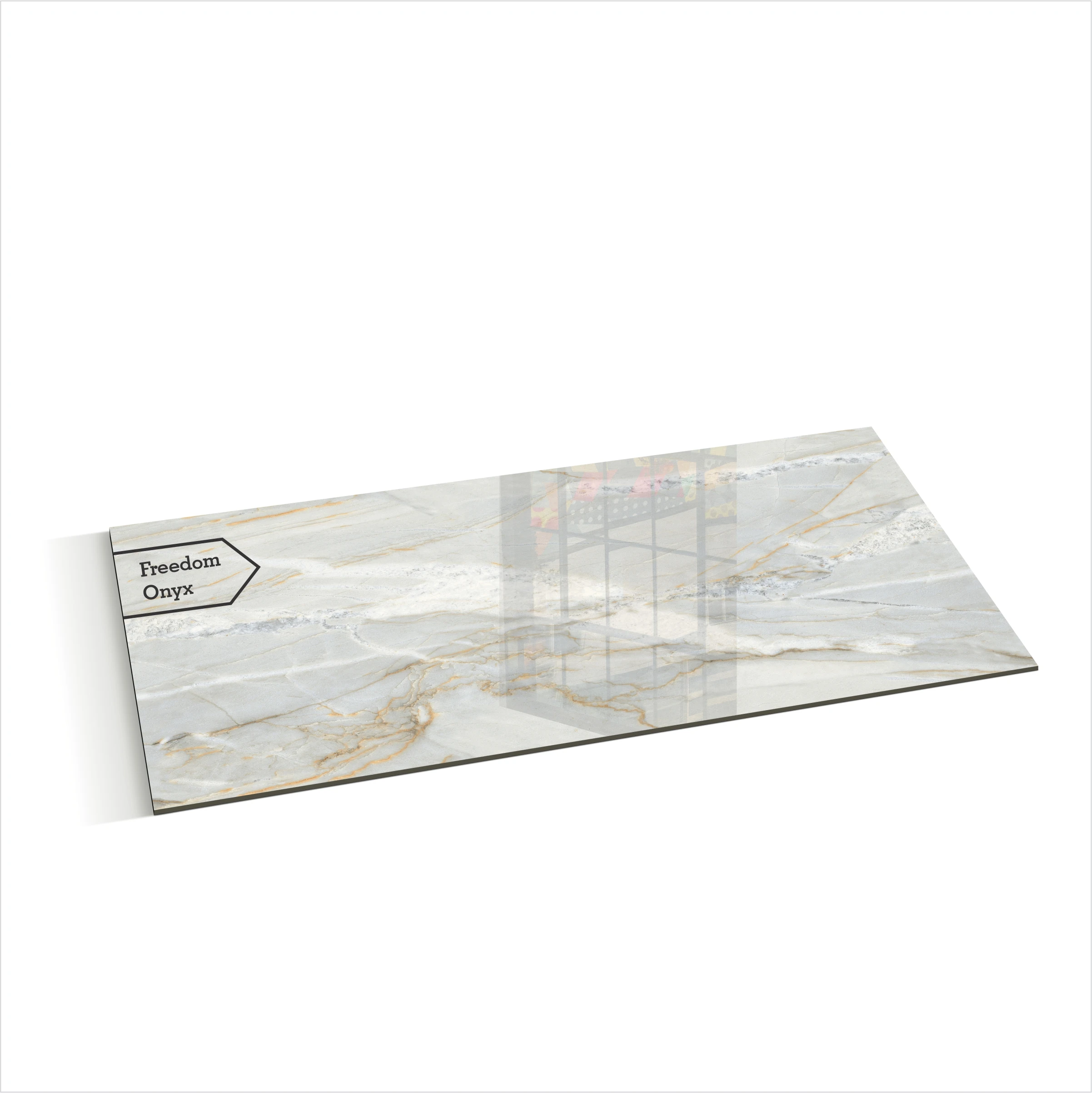 Indian Brown Polished Porcelain Ceramic Tiles 600x1200mm Rectangle Shaped Digital Print Design for Bathroom Floor Made from Clay