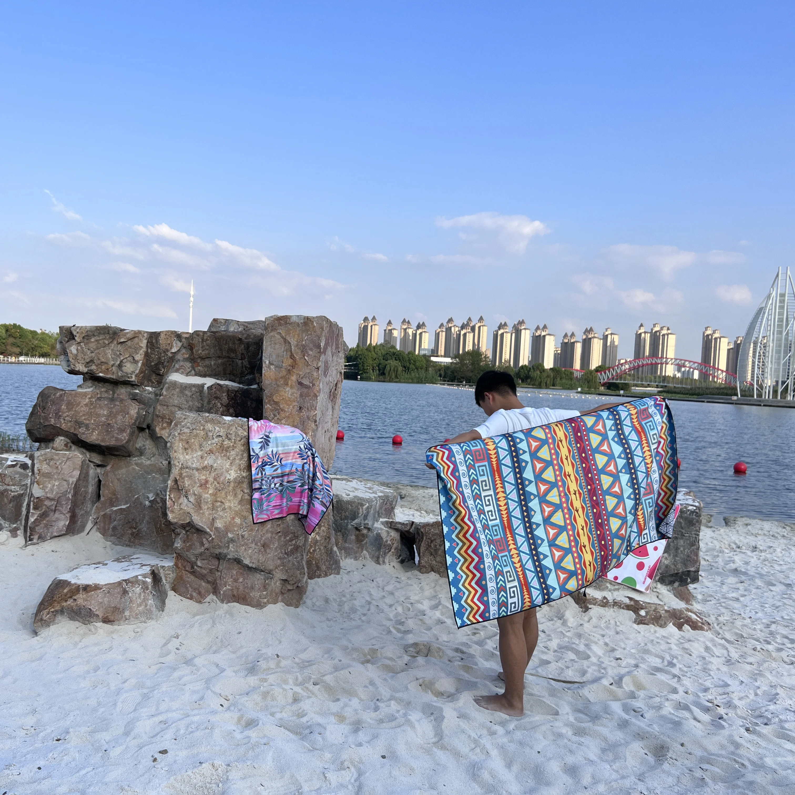 Wholesale Summer Large Sublimation Quick Dry With Logo Custom Print Microfiber suede Beach Towel