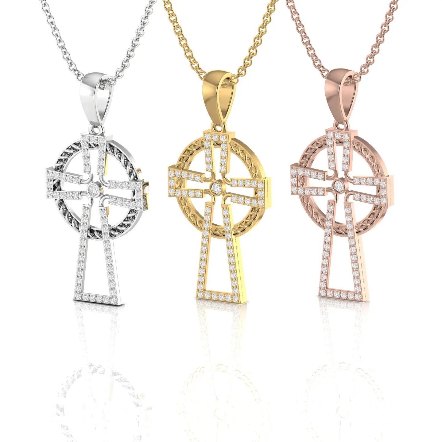 14kt Solid Real Diamond White Gold Religious Charm Cross Pendant Fine Jewelry For Women Birthday Gift Trendy New Collection