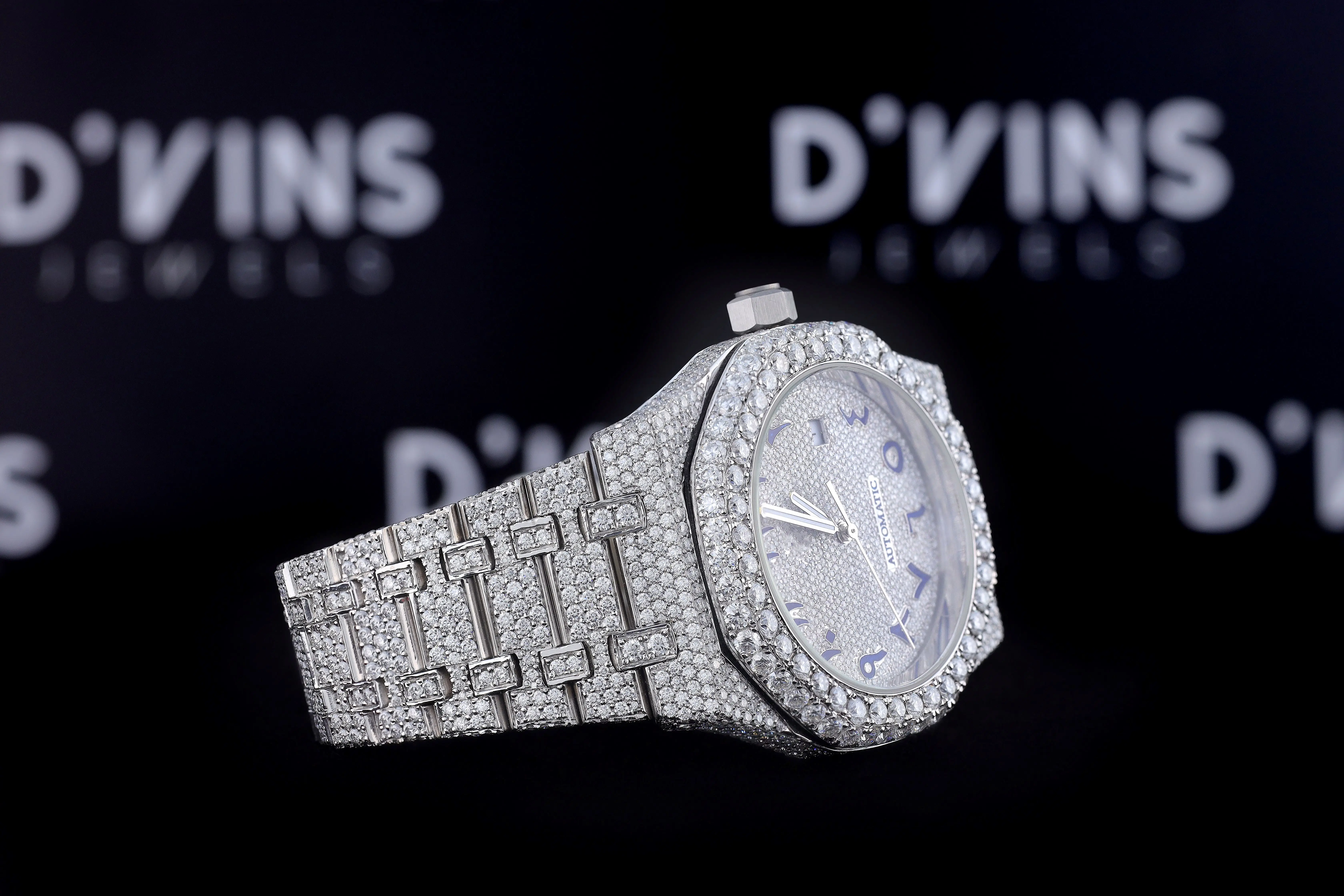 Iced Out Custom Moissanite Watch Mens Lab grown Swiss Made ETA Watch VVS Moissanite Diamond Watch