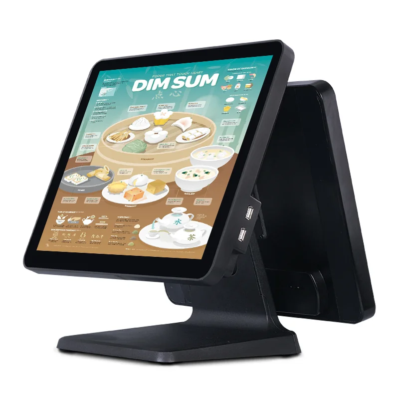 All in One Dual Screen Windows POS  System Machine 15-Inch Touch Main Screen and 2nd Display for Checkout