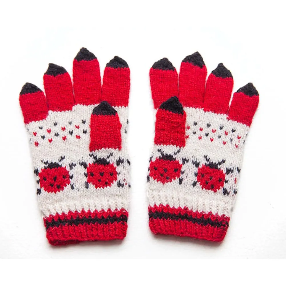 Красные Белые зимние перчатки теплые вязаные с пальцами для сенсорного экрана варежки сохраняют теплый