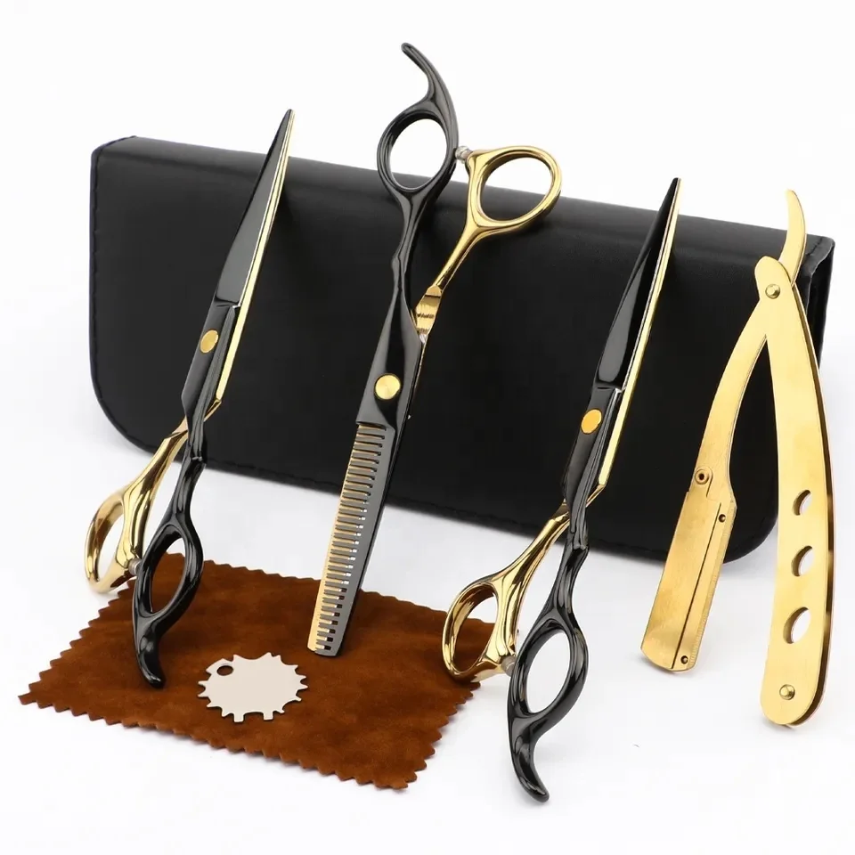 High Quality Professional Barber Scissors Set Stainless Steel Sharp Blade Tip for Haircut Salon Use Available for Wholesale