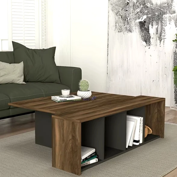 Aressa Pop Up Smart Coffee Table Walnut - Anthracite