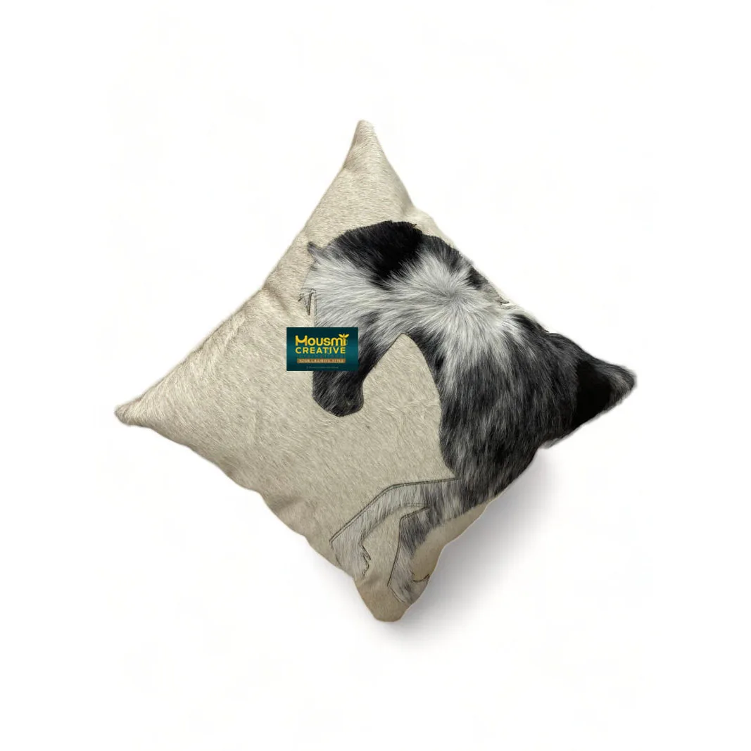 Exporter Premium Class Sofa Cushion Cover Natural Cow Hair on Leather Horse Patch Stitched For Home & Hotel Cushion Cover
