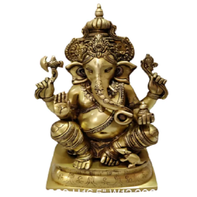 Popular Brass Shubhra Yukta Glazing & Auspicious Ganesha Lakshmi and Saraswati Adorning Figurines Yaksha Best Temple Idols