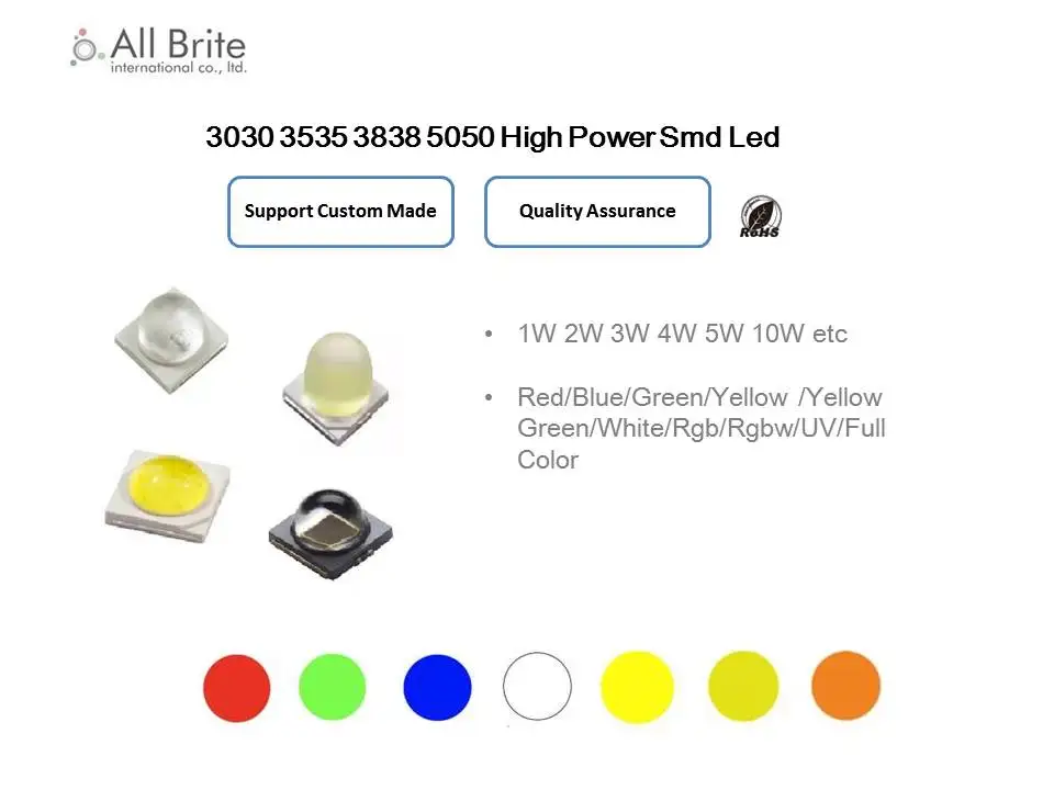 Hot Sell 10w rgb led or 1616 3030 5050 3535 High Power Red Green Blue RGB UV IR Power LED