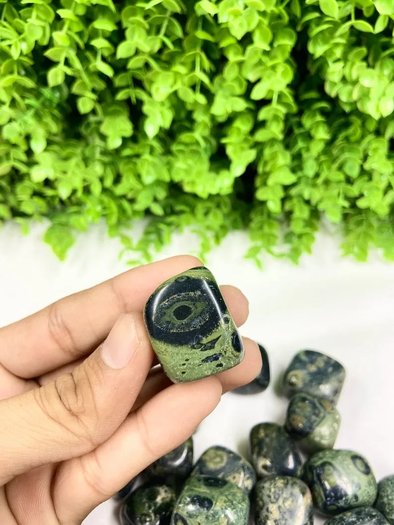 Factory Price Natural Green Kambaba Jasper Tumbled Stone Polished Healing Crystal Tumbles Reiki Charged Metaphysical Stone
