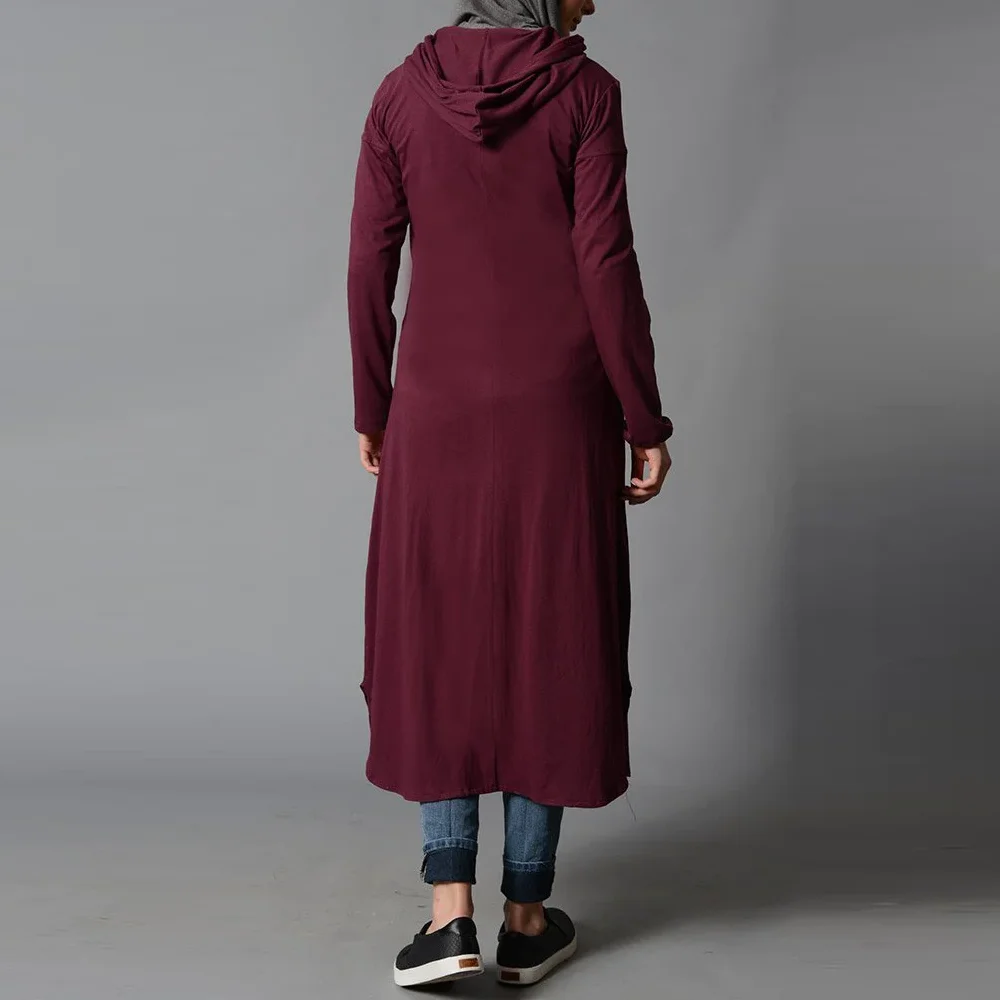 Modest Islamic Long Hoodies Sweatshirts For Womens Winter Custom Blanket Abaya Muslim Dress Ladies Hoodie