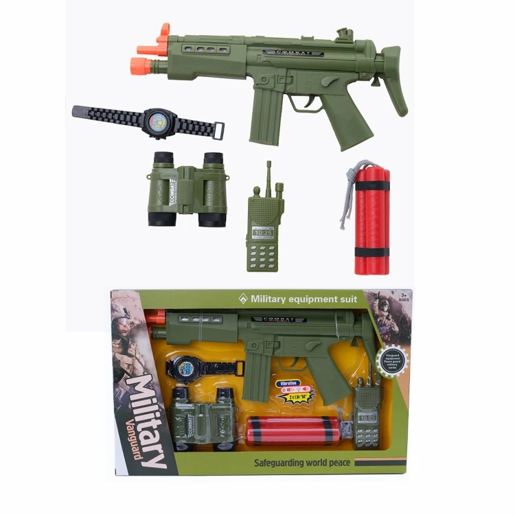 hot sale Kid Plastic preschool pretend play role play toy green army man costume military army toy set battery operated toy