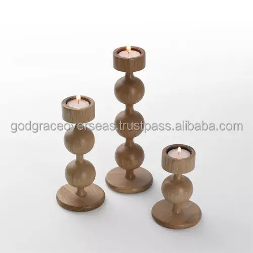 Best Quality Wedding Party Dining Table For Home Decor Wood Tealight Taper Pillar Wooden Candle Holder Stick
