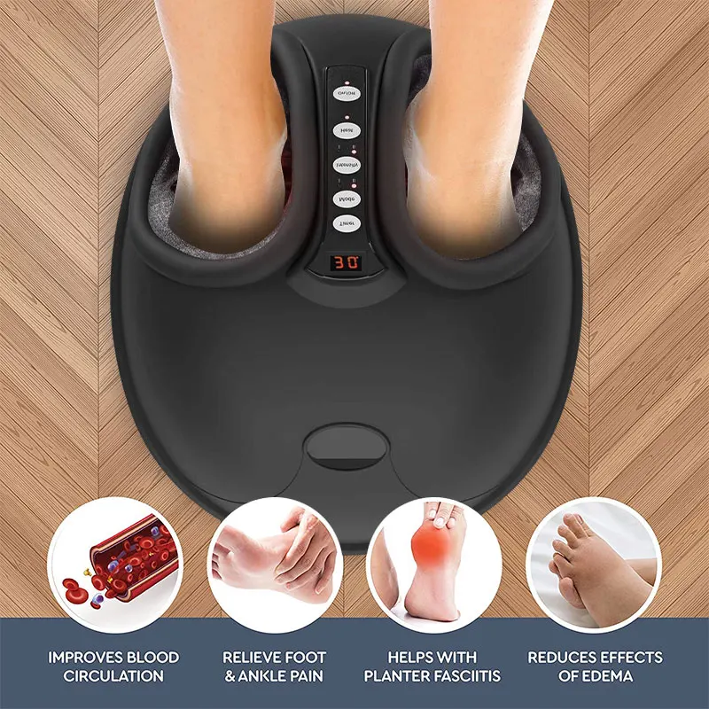 Therapy Reflexology Foot Care Massager Compression Shiatsu Circulation Acupuncture Heat Function Foot Massager Machine