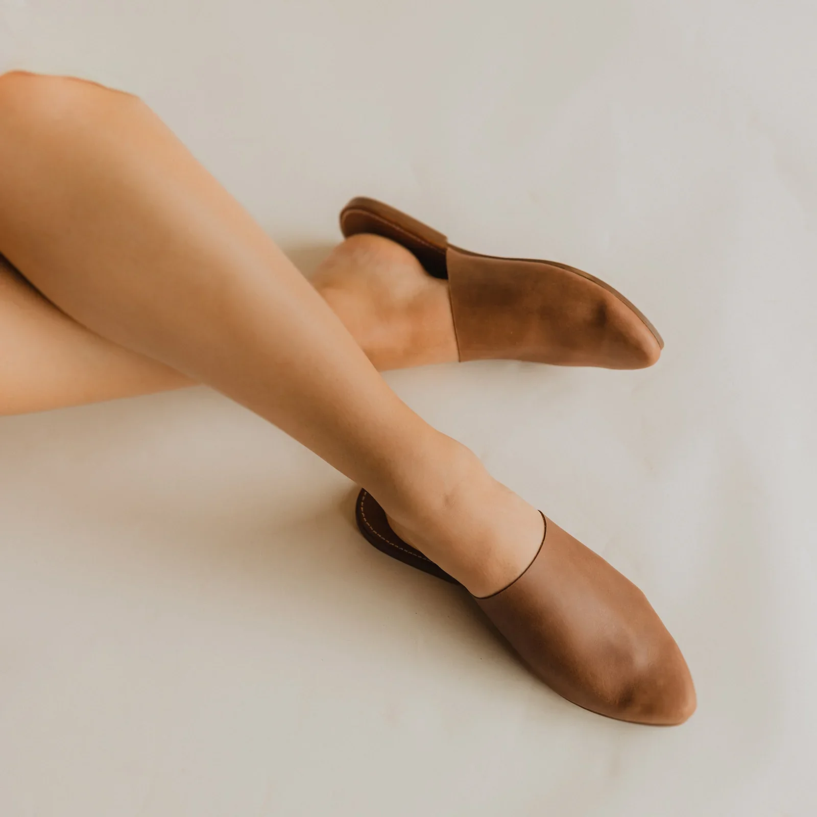 Handmade Moroccan Leather Mules Flat Comfortable Women Shoes Slippers Brown Color Fashion Leather Shoes Mule