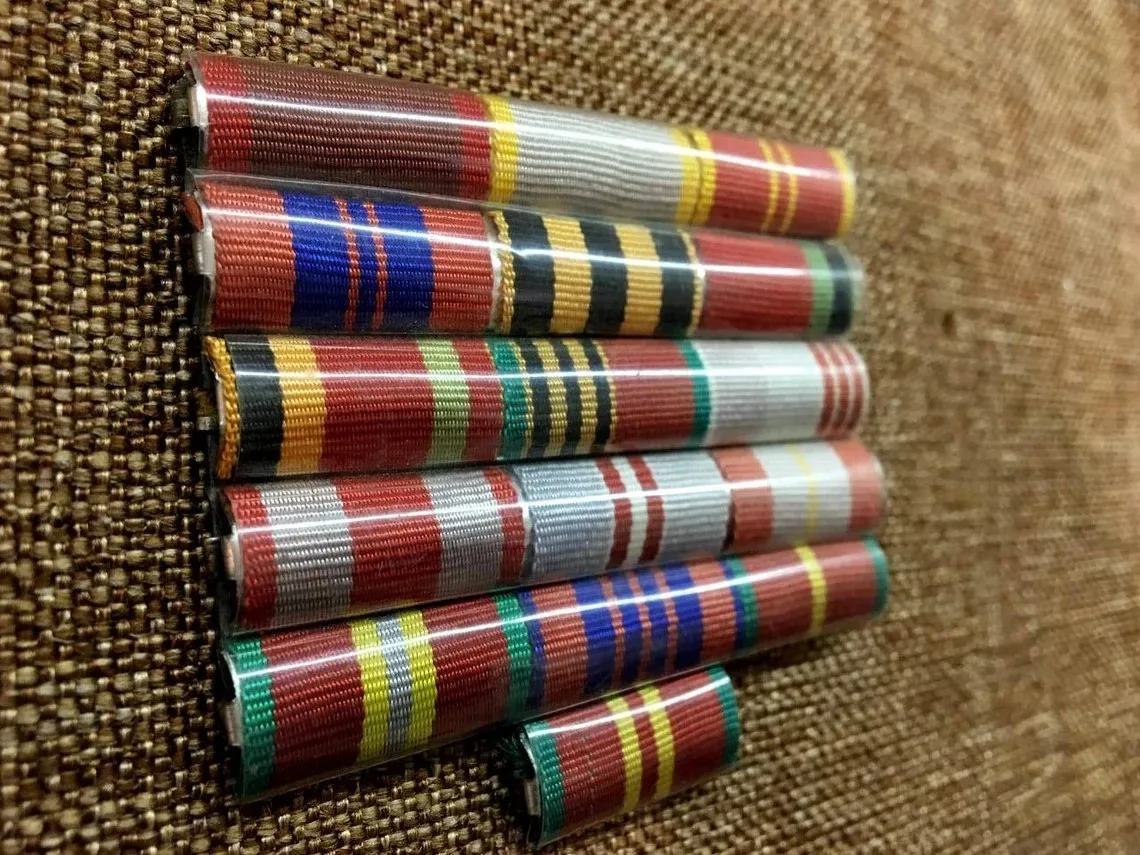 Soviet Vintage 1970s World War II Ribbon Matches the Medals of Orders Awarded to Veterans Made in USSR Ribbon Bar