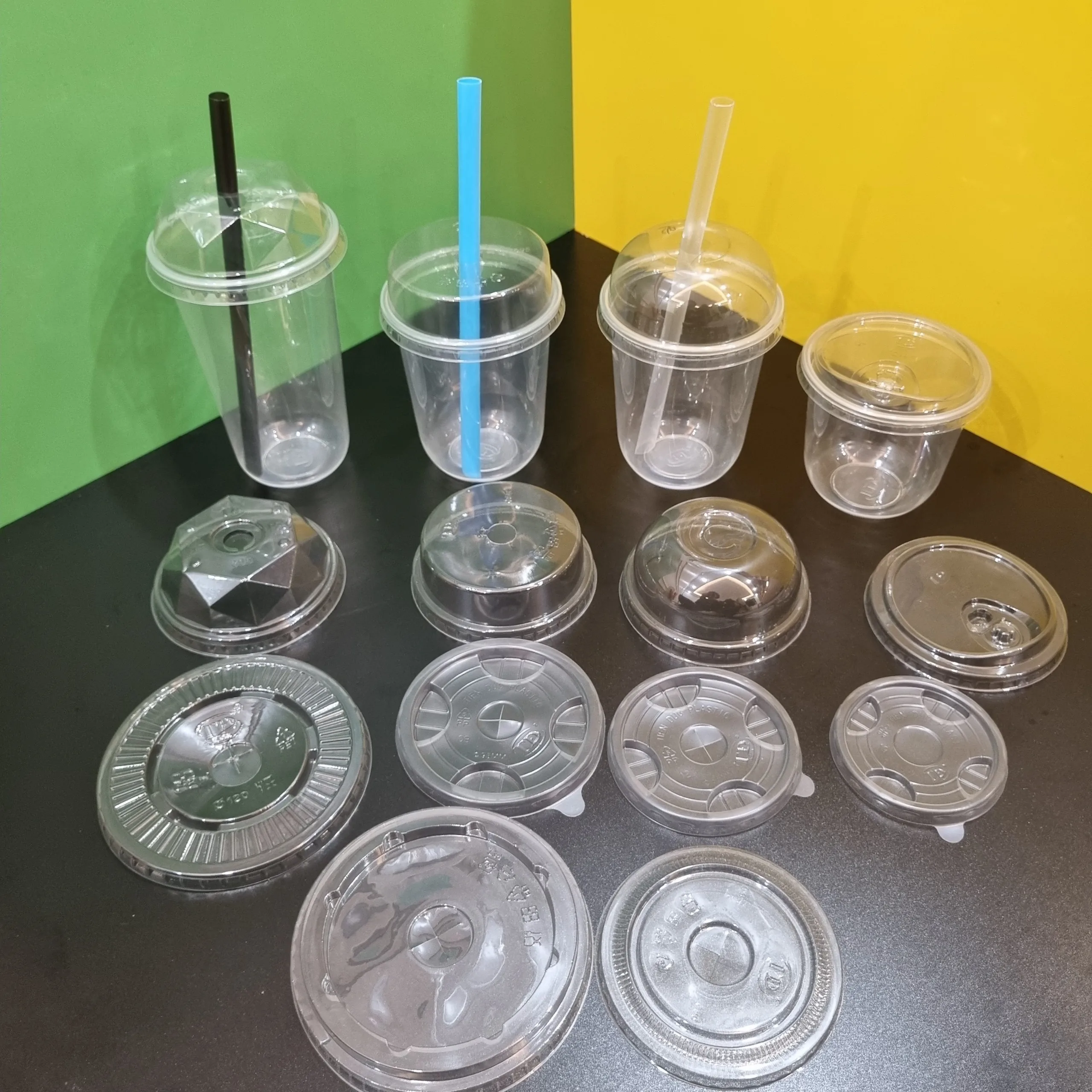 Manufacturer Disposable PET PP plastic lids dome flat lids for plastic cups transparent diameter 75/85/90/93/95/120mm customized