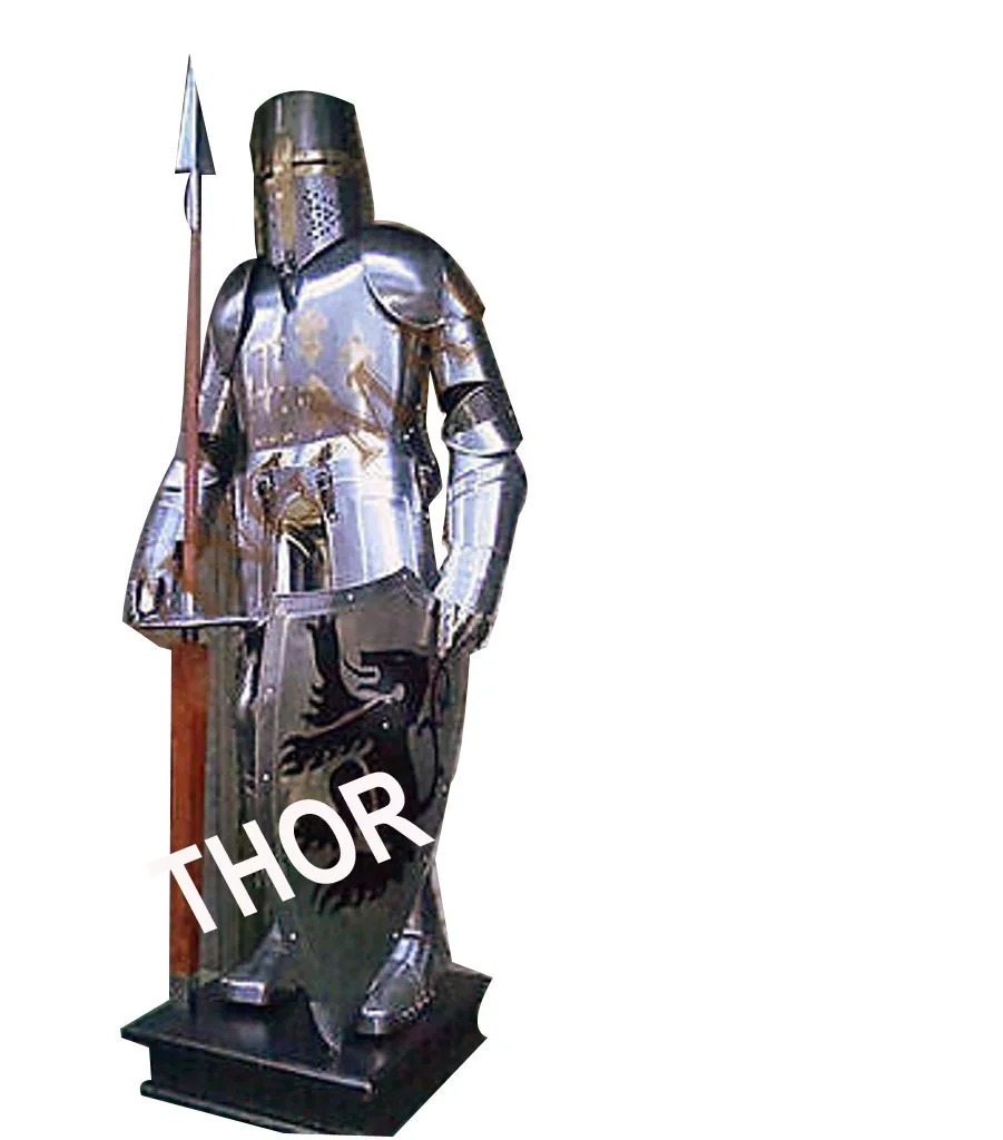 Medieval Suit of Armor 17th Century Templar Full Body Armor Suit  With Base