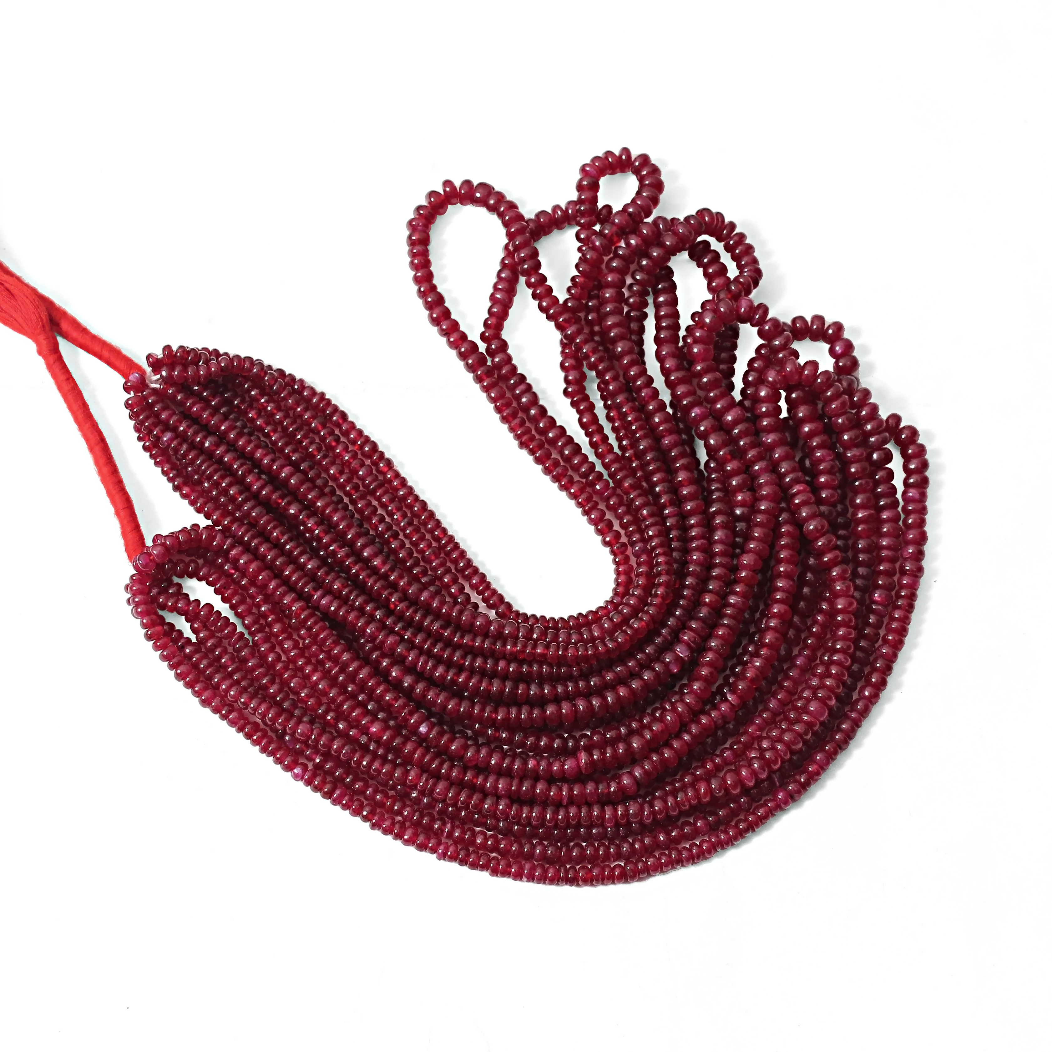 Natural Top Quality Ruby Smooth Rondelle Beads, Genuine Ruby Strand For Jewelry Making