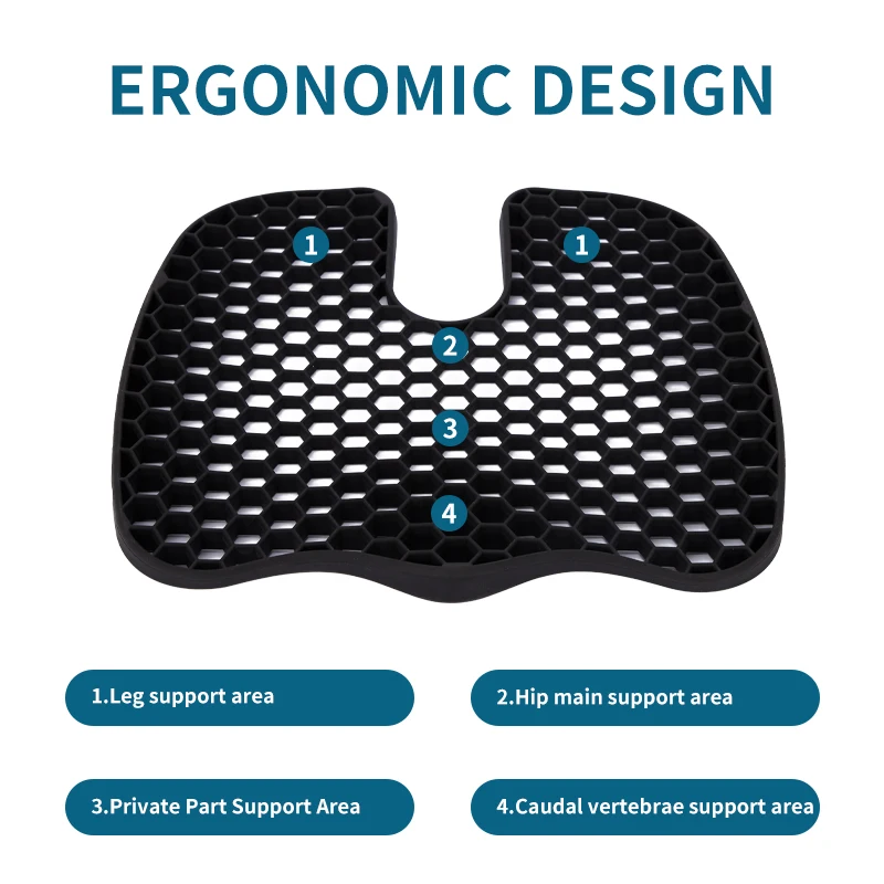 Wholesale comfort soft Square honeycomb gel seat cushion silicone sitter for office chair car seat no deformation