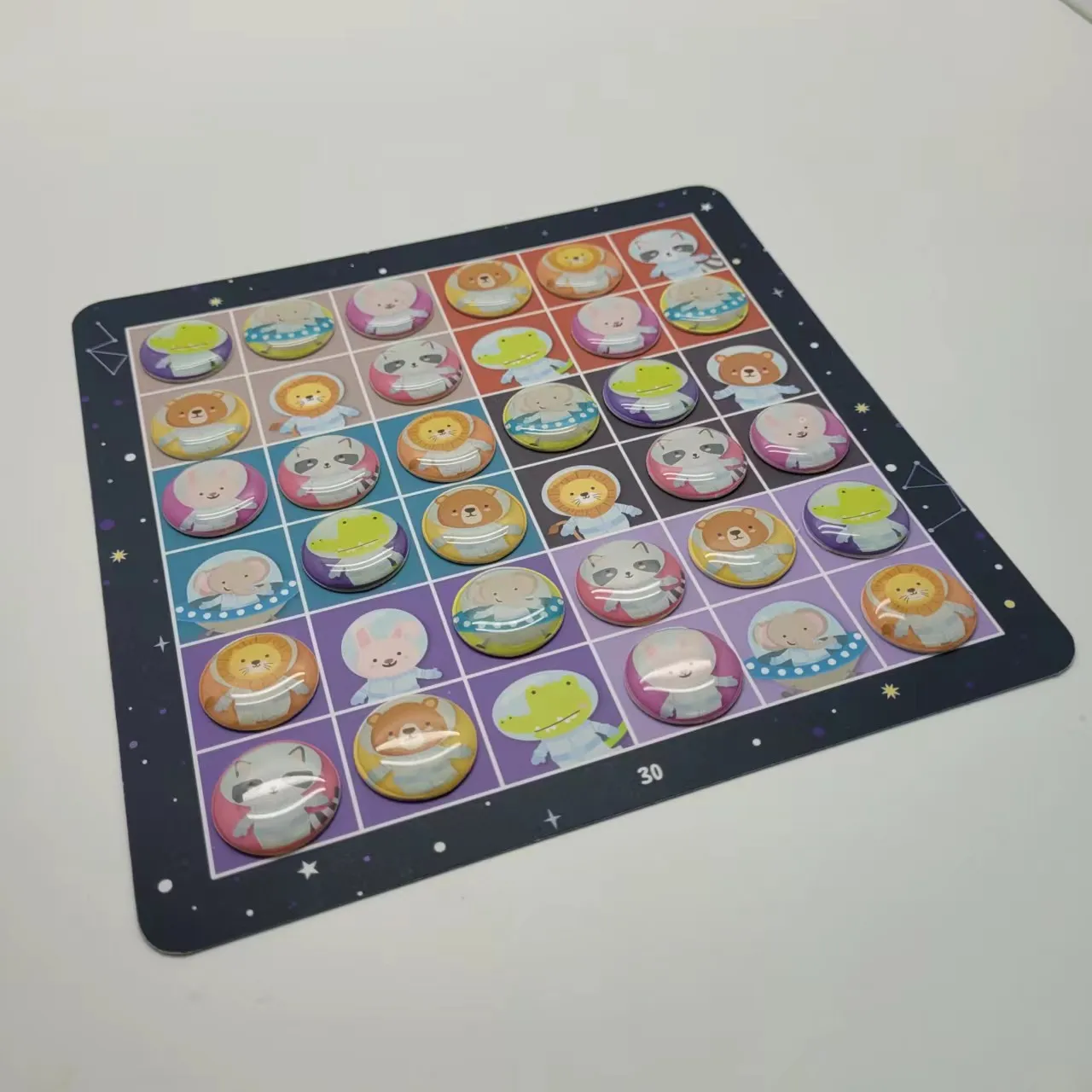 Space Mission board game high level TPE reusable TPR sticker washable custom OEM design waterproof vinyl sticker, Sudoku game