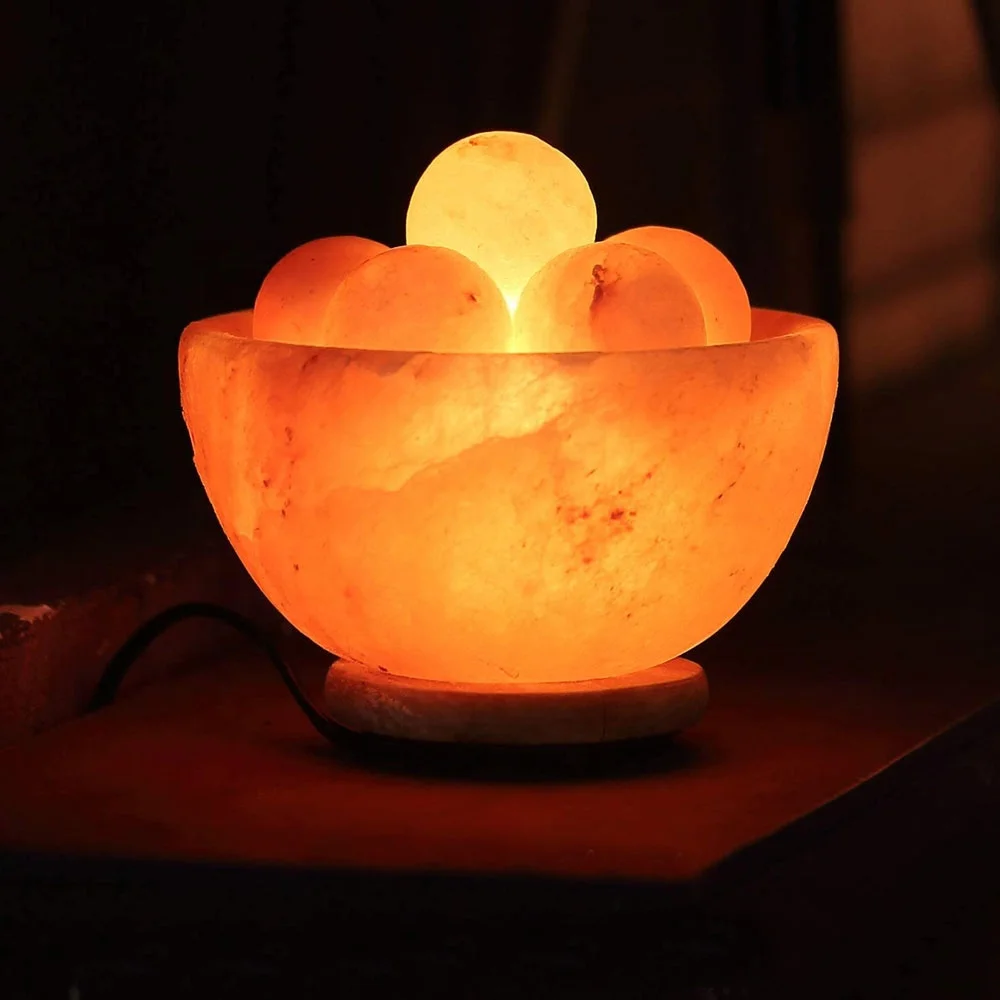Best Selling Custom Made Hand Crafted Himalayan Bowl Shape Salt Lamp Carved Decoration at Low Price