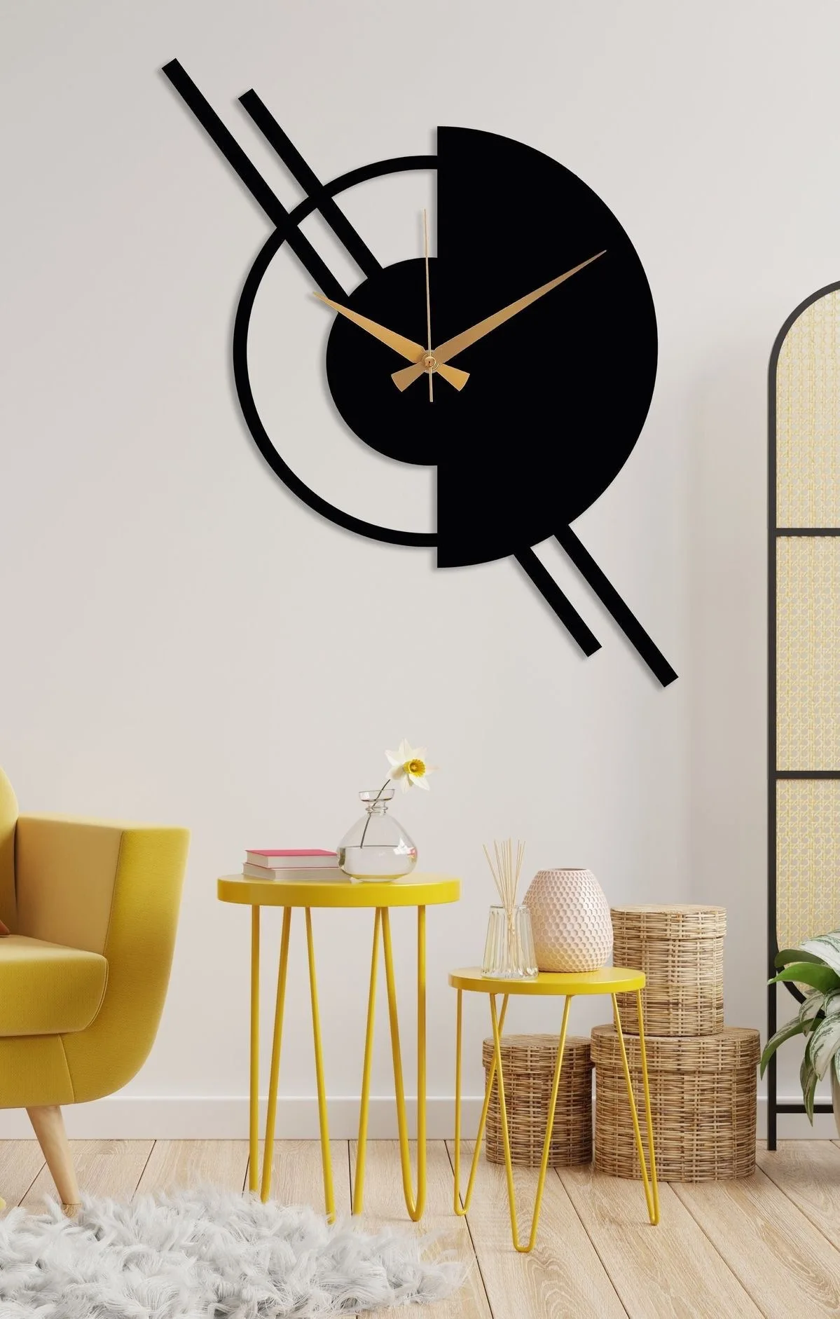 Best Wholesale Luxury Quartz Wall Clock Classic Rustic Wood MDF Material Silent Ticking Dial Unique Handmade Metal Frame Art