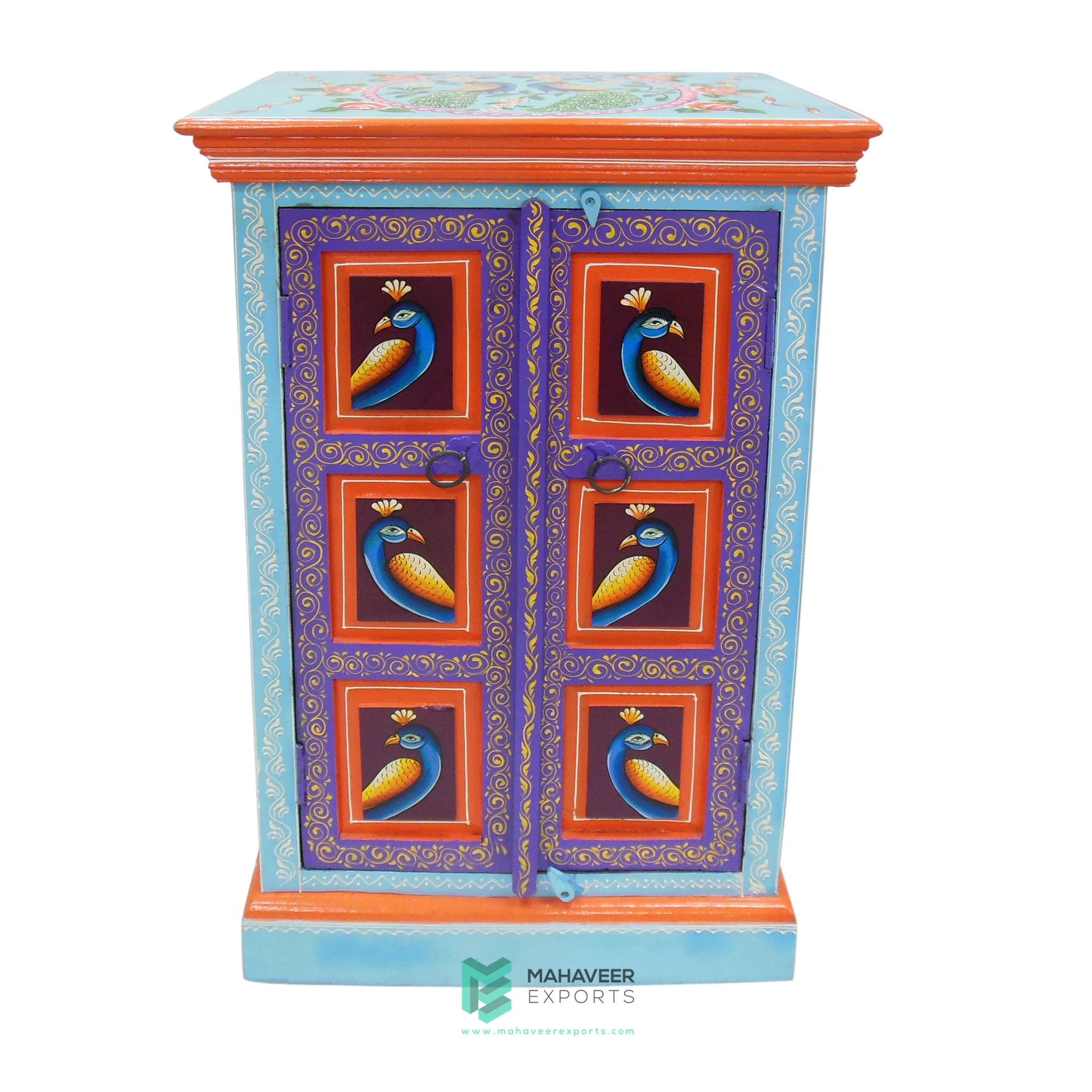 Best Selling Fine Hand Painted Wooden Two Door Almirah / Living Room Cabinet For Modern Home Antique Designed Storage Furniture