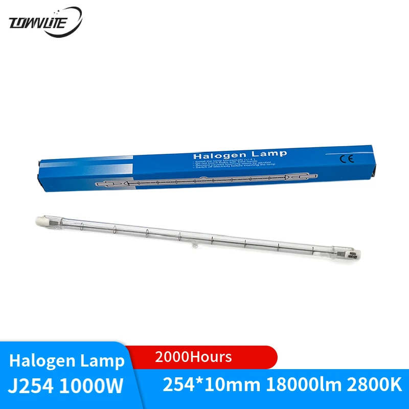 Marine halogen lamp Quartz iodide tungsten lamp halogen lamp 220-240V J254 1000W 2800K 2000 hours life  18000lm