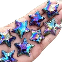 Aura Crystal Rose Quartz moon & star  hand crafted and coated Agate arrowheads pendant Agate Arrowheads Wholesale arrowheads