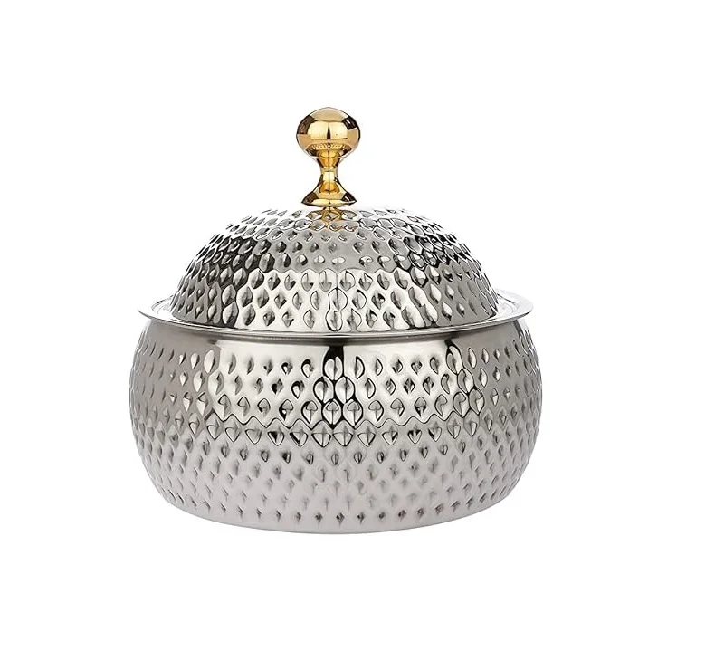 New Modern Casserole Dish Stainless Steel With Hammed Finish Tableware Food Server Casserole Food Warmer In Low Price