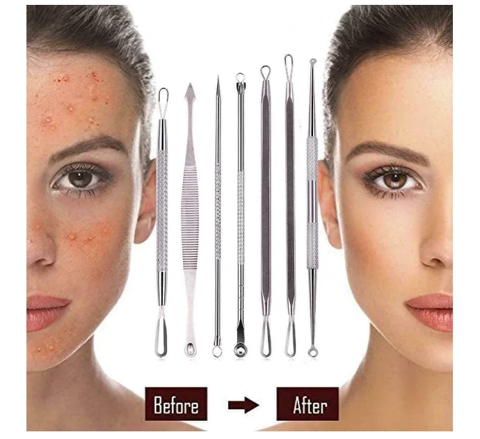Face Care Stainless Steel Skin Remover Kit Blackhead Blemish Acne Pimple Extractor Tool Skin Care Cleanser Manufacturers Supply