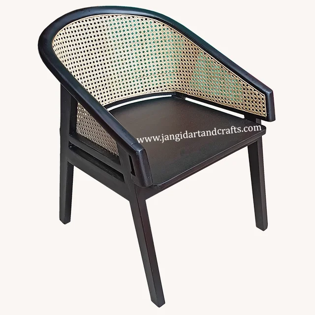 Antique Color Black Armrest Rattan Cane Back Louis Chair Solid Mango Wood Dining Arm Wedding Event Hotel Restaurant Dining Chair