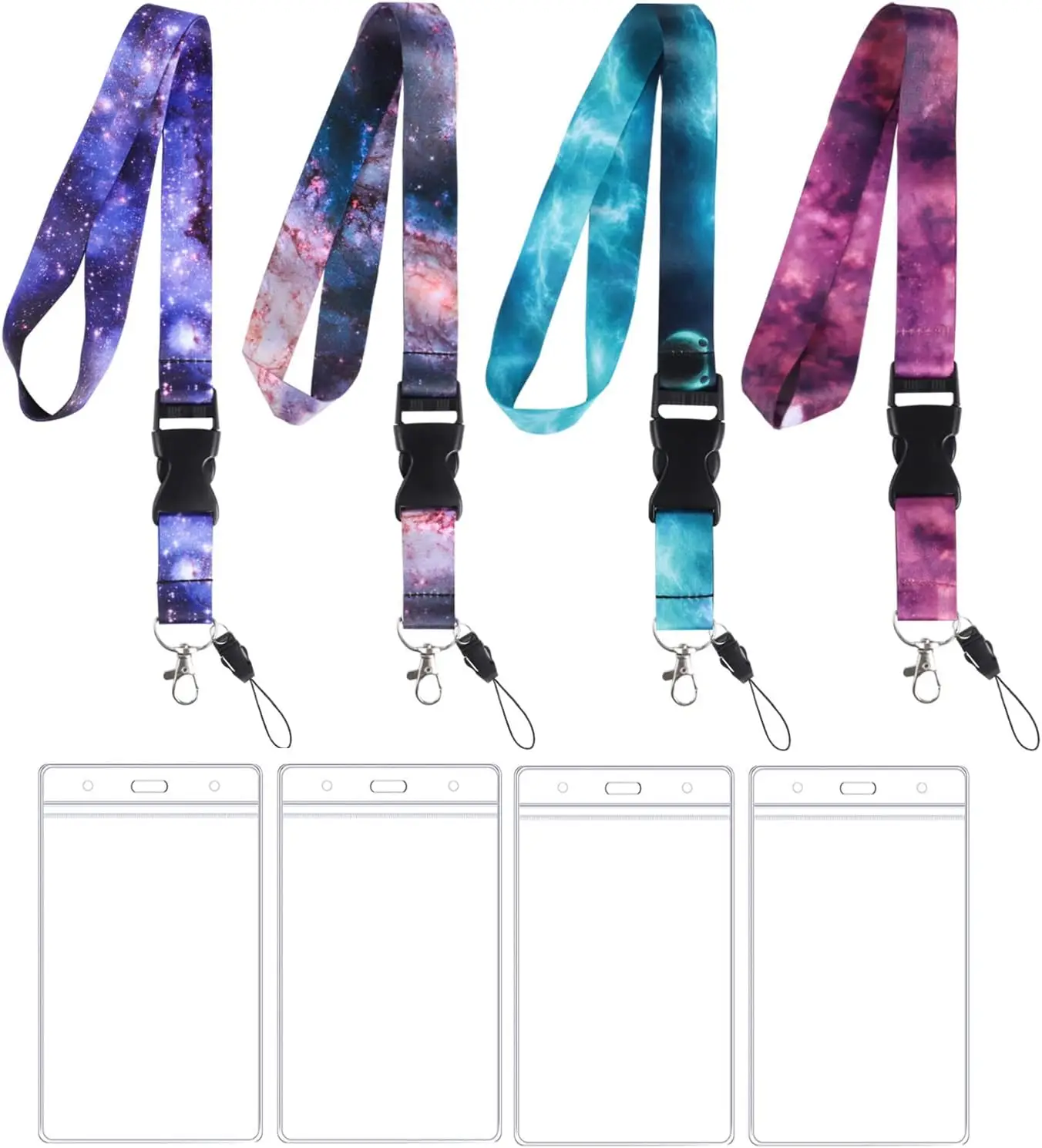 Personalized Printed Lanyard Necklace with clear ID Card Badge Holders Keyring Lanyards for Office Name Badge, ID Card or Keys