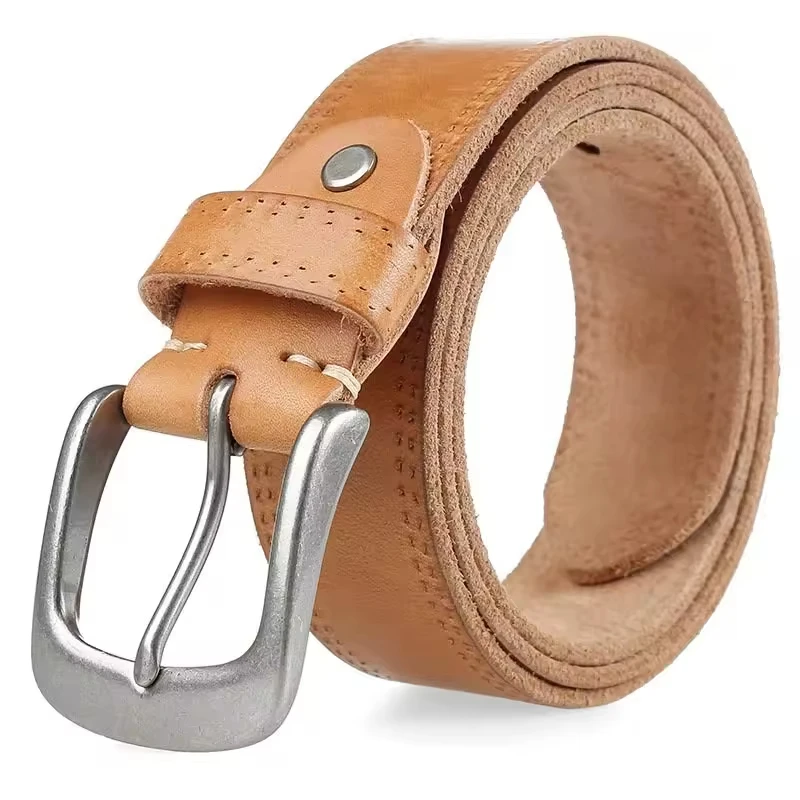 New Genuine Leather Belt Men High Quality Metal Buckle Male Leather Business Fashion Vintage Cowboy Belts For Men