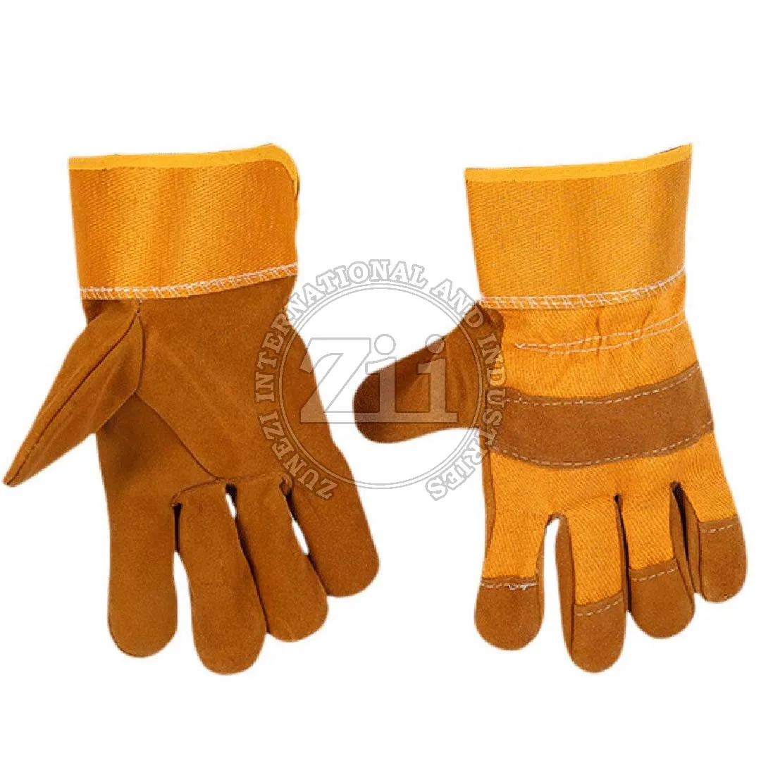 High quality cowhide canvas stitching gloves leather double skin Welding gloves for electric welding Heat insulation fire