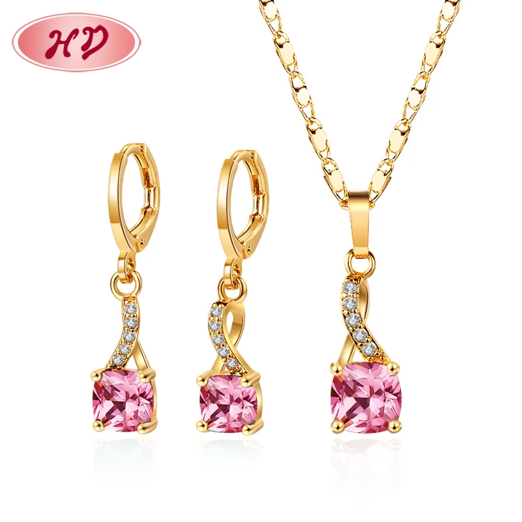 MATURE WOMEN LOVE fashionable aretes minimalista stone gold plated wedding party gift cubic zirconia jewelry sets in bulk