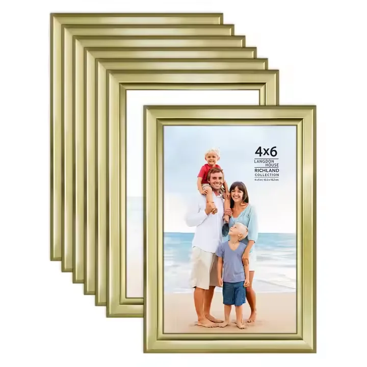 Wholesale Custom Decorative Picture Frame Moulding 4X6 5x7 8x10 8.5x11 Plastic Gold Wood Frames gold Material Picture Frames