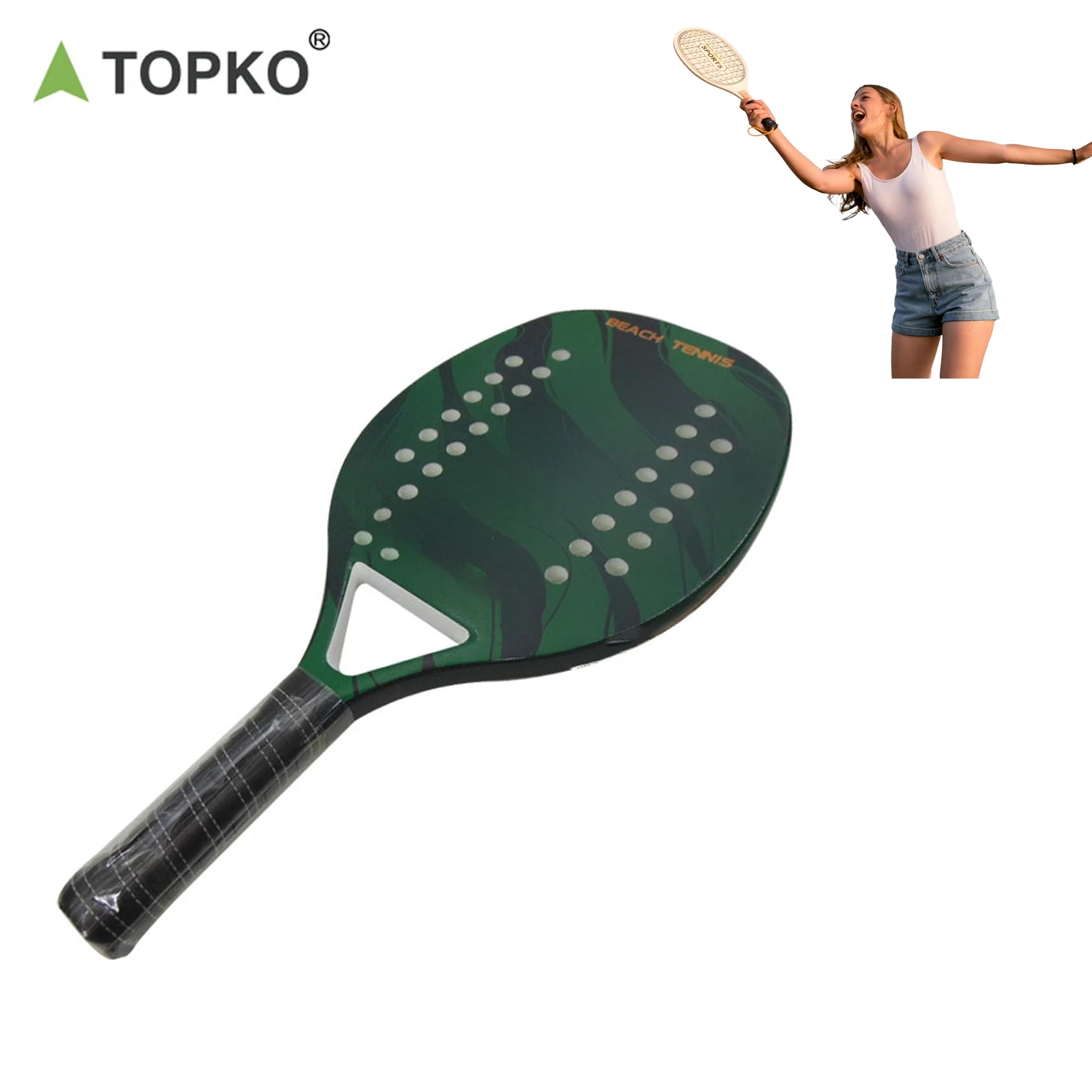 TOPKO High Quality Fiber Glass Beach Tennis Racket Carbon Fiber Custom Beach Paddle/Padel Racket